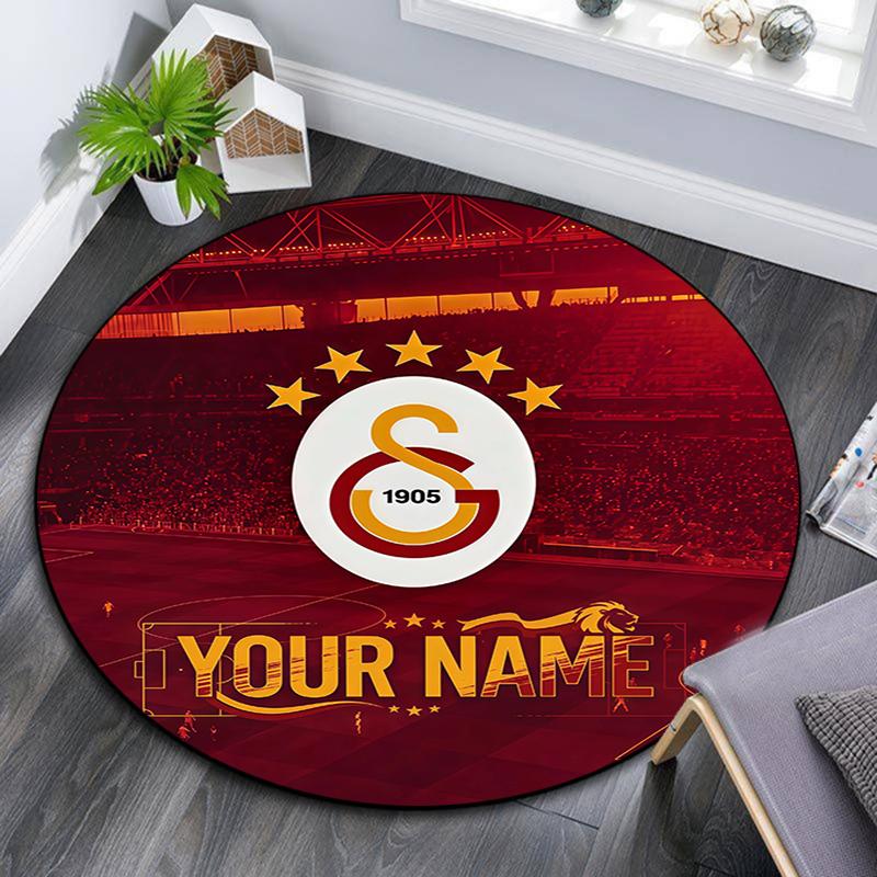 Custom Name,Galatasaray pattern round rug,Carpet Rug for Living Room Bedroom Playroom ,Non-slip Floor Mat,Holiday Gifts and Birthday Gifts.