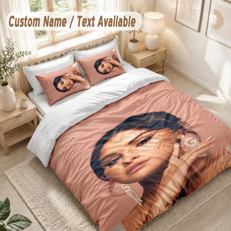 Selena Gomez Bedding Set, 1 Duvet Cover & 2 Pillowcases Soft Comfortable Bedroom Home Textile Decor
