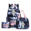 3Pcs/set  Printed Backpack with Lunch Bag Pencil Case Boy Girl Knapsack Teenage Student Large Capacity Colorful Bookbag