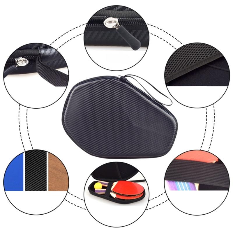Hexagonal Pingpong Paddle Case Table Tennis Racket Storage Bag Waterproof Zipper Handbag Table Tennis Accessories