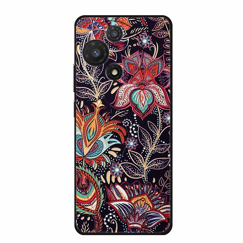 3D Embossed Case For TCL 60 SE NXTpaper 5G Phone Case Coque Flowers Black Silicone Soft Back Cover For TCL 60 NxtPaper 60R Case