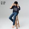 Gap Унисекс хлопковая футболка с принтом логотипа, свободного кроя, с длинным рукавом