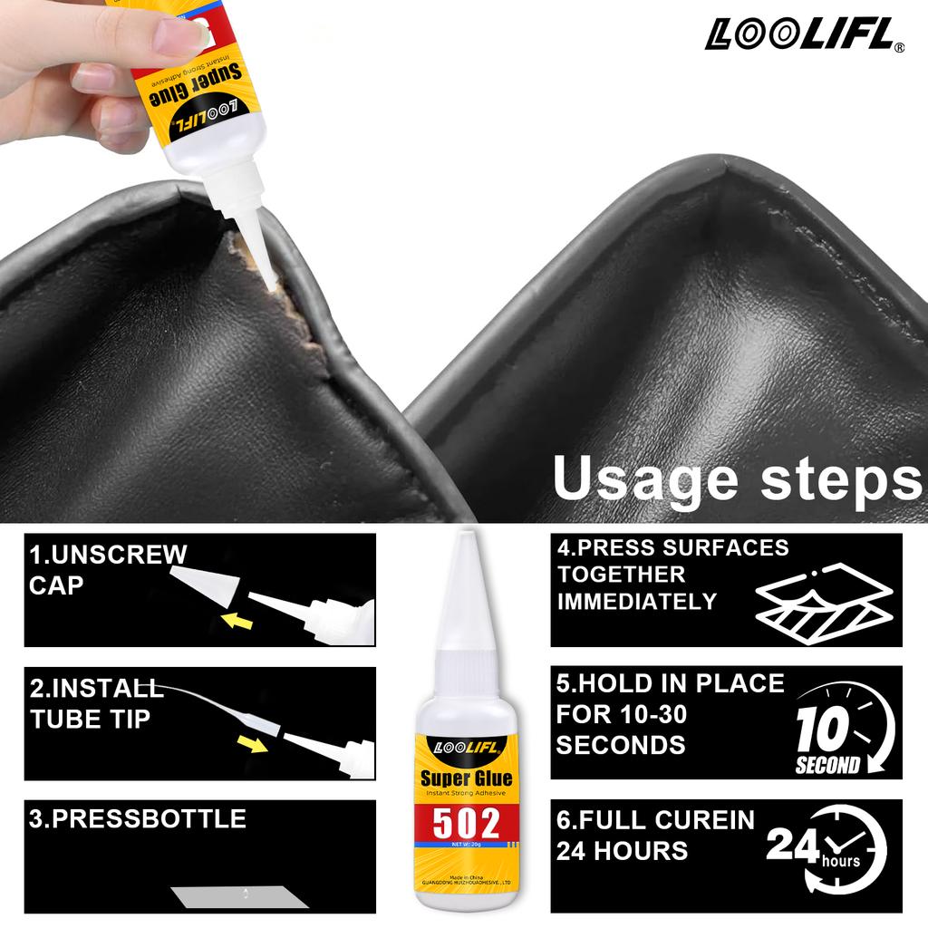 LOOIFL 502 Super Glue Quickdrying Strong Cyanoacrylate Glue is used for diy handicraft repair of metal,wood,leather and ceramics