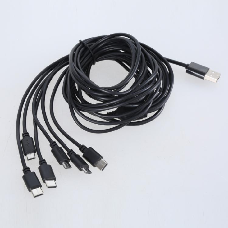 Эффективный USB-кабель для зарядки, шнур питания с разъемами USB 5Pin и Type C для одновременной зарядки шести устройств