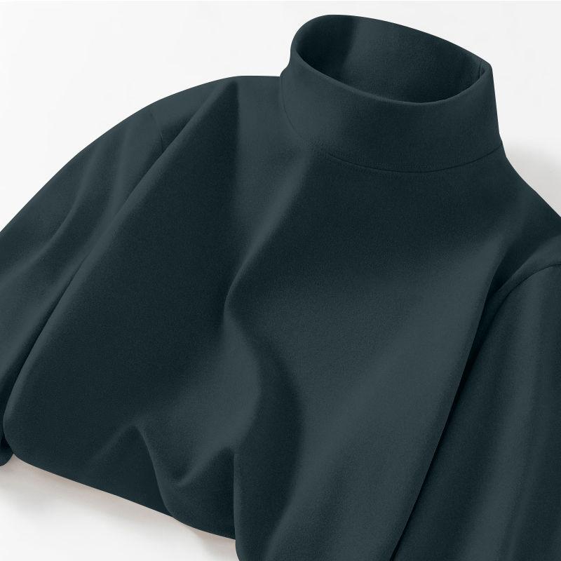 Унисекс приталенная флисовая рубашка с длинным рукавом и полуводолазкой для осени и зимы