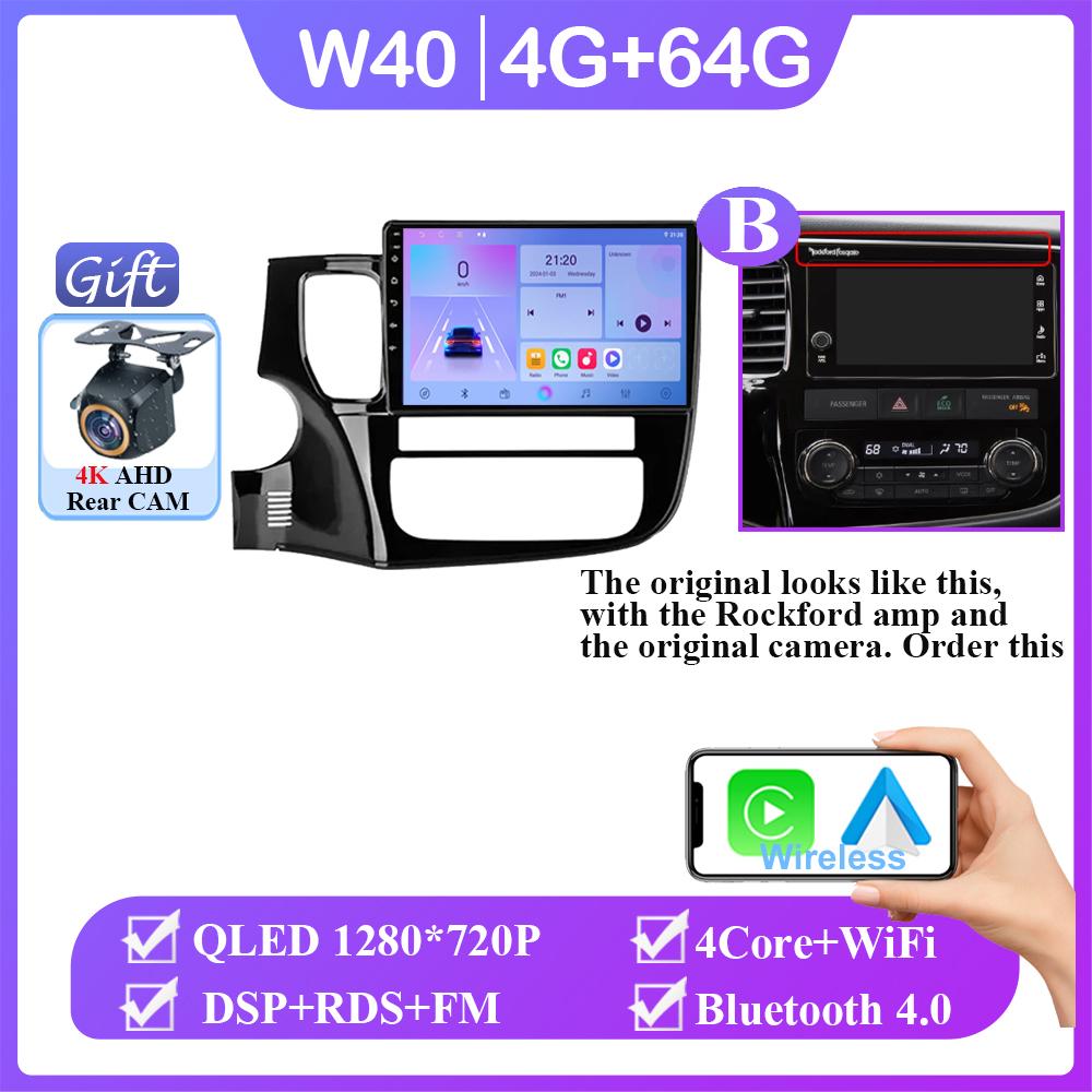 Навигация GPS Android 14 Авто Для Mitsubishi Outlander 3 2012-2018 Carplay Автомобильный Видеоплеер 2din DVD Мультимедийная Головное Устройство 2K BT