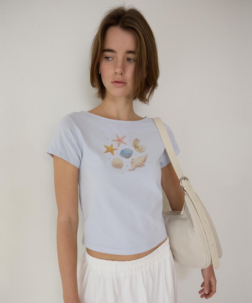 AMONG A Pearl Shell Tee_Light Blue