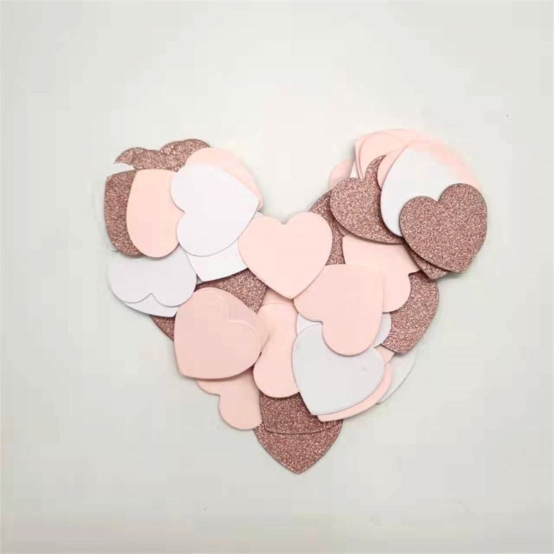 100pcs Glittler Rose Gold 3cm Heart Paper Confetti Wedding Card Paper Confettis Birthday Baby Shower Wedding Party Supplies