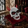 Unique Halloween Event Mask Rhinestone Mask, Sparkly Faux Crystal Demon Horn Masquerade Breathable Face Lightweight Full Cosplay Prop for Party