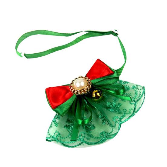 Ошейник для домашних животных, собака, щенок, кошка, кружевной колокольчик, лук, искусственный жемчуг, регулируемый шейный ремешок, ожерелье