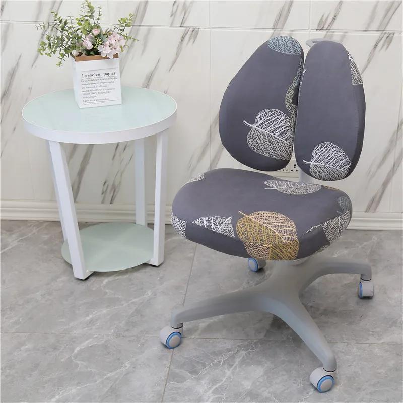 Children Study Chair Cover Elastic Double Back Kids Student Writing Rotating Lift Chair Protector Cover Seat Backrest Case