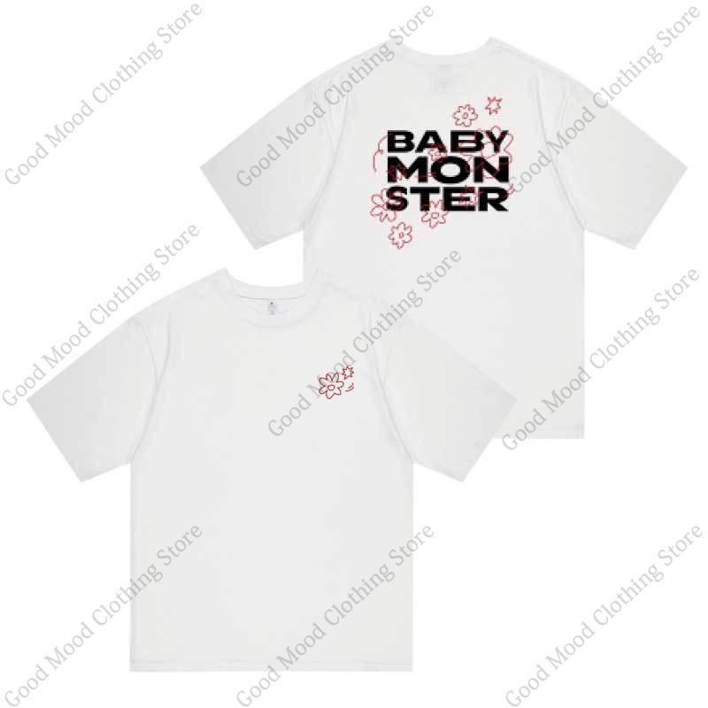 Футболка BABYMONSTER LOVE MONSTERS Концерт Япония Таиланд Та же печать Футболка Унисекс Женская Высококачественный Хлопок Короткий рукав Футболки