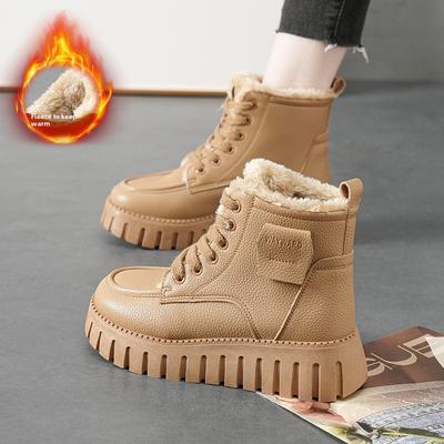 Зимние туфли на платформе из хлопка Утолщенные плюшевые женские ботинки Зимние уличные ботинки Кроссовки на платформе Новая женская обувь