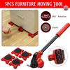 5PCS Furniture Lifter Transport Tool Furniture Mover Set 4 Move Roller 1 Wheel Bar for Lifting Moving Furniture Helper