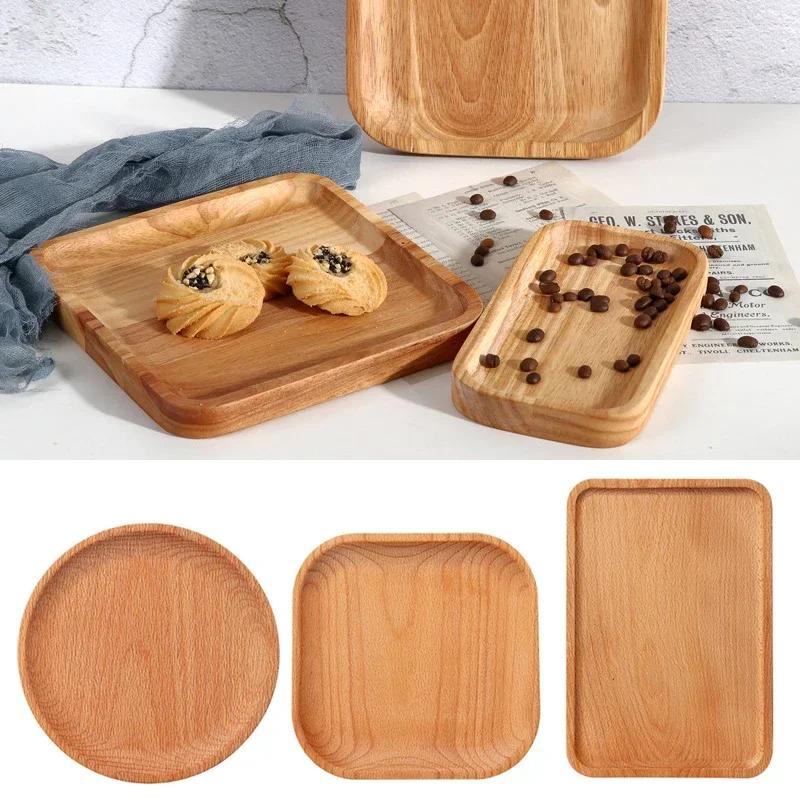 Japanese Wooden Tray Tableware Dessert Tray Breakfast Bread Dried Fruit Plate Tea Cup Coffee Coasters Household Storage Plates