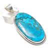 Tibetan Turquoise Gemstone 925 Sterling Silver Jewelry Pendant 2.36"