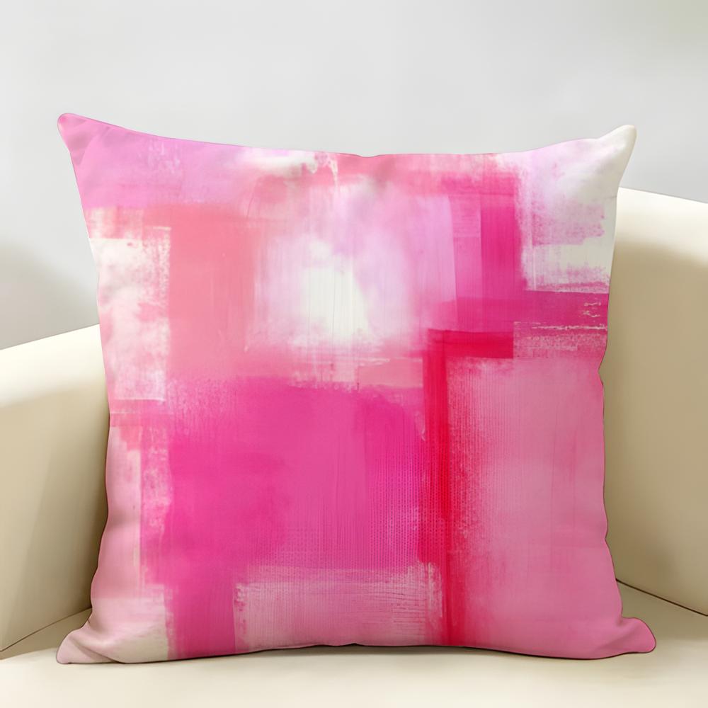 Vintagepink Bstract Pattern Cushion Cover Natural Linen Organic Fabric Double-Sided Printing Breathable Perfect For Home Decor