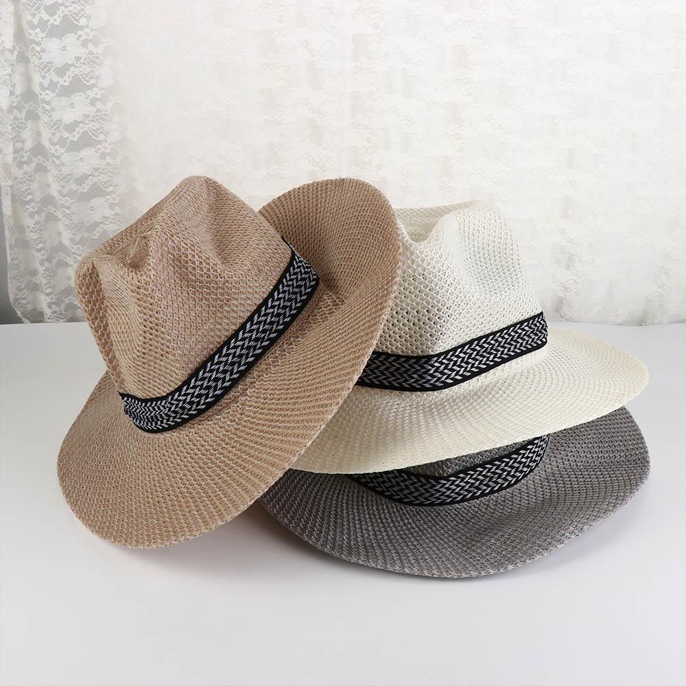 Beach Female Travel Dad Bowler Hat Middle-aged Men Straw Hat Solid Color Panama Hat Old Man Sun Hat