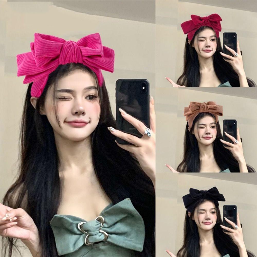 Large Bowtie Headband Wide Wash Face Hairband Gifts Bowtie Hair Hoop Ladies