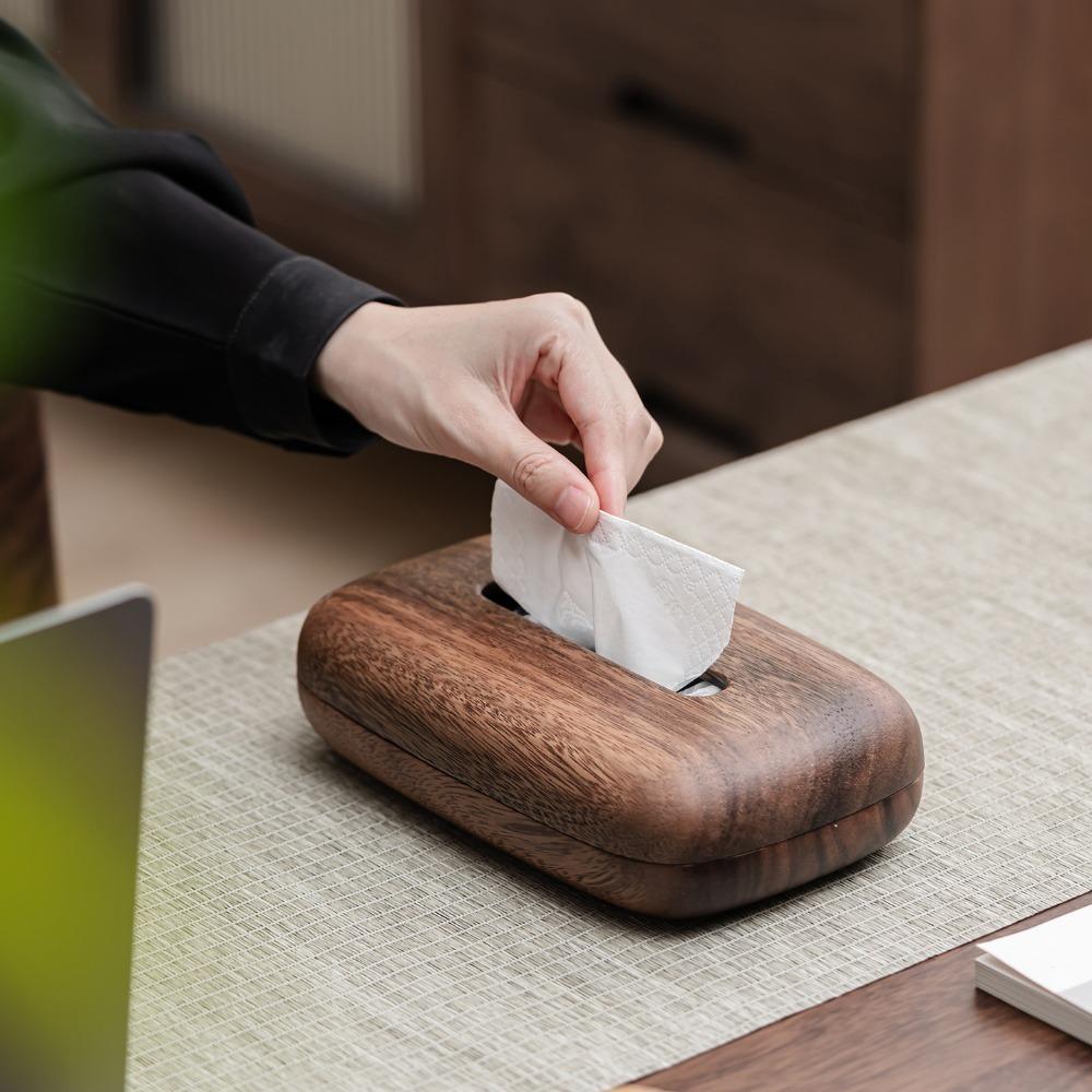 Rectangular Tissue Dispenser Vintage Tissue Paper Holder Modern Walnut Tissue Box Bed Room