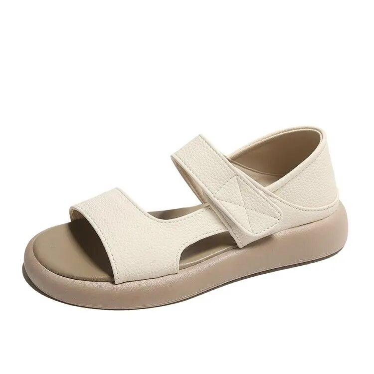 Summer New Women Thick Sole Sport Sandals Lady Flats Comfortable Casual Soft Sole Leather Student Shoes Large Size 35-42