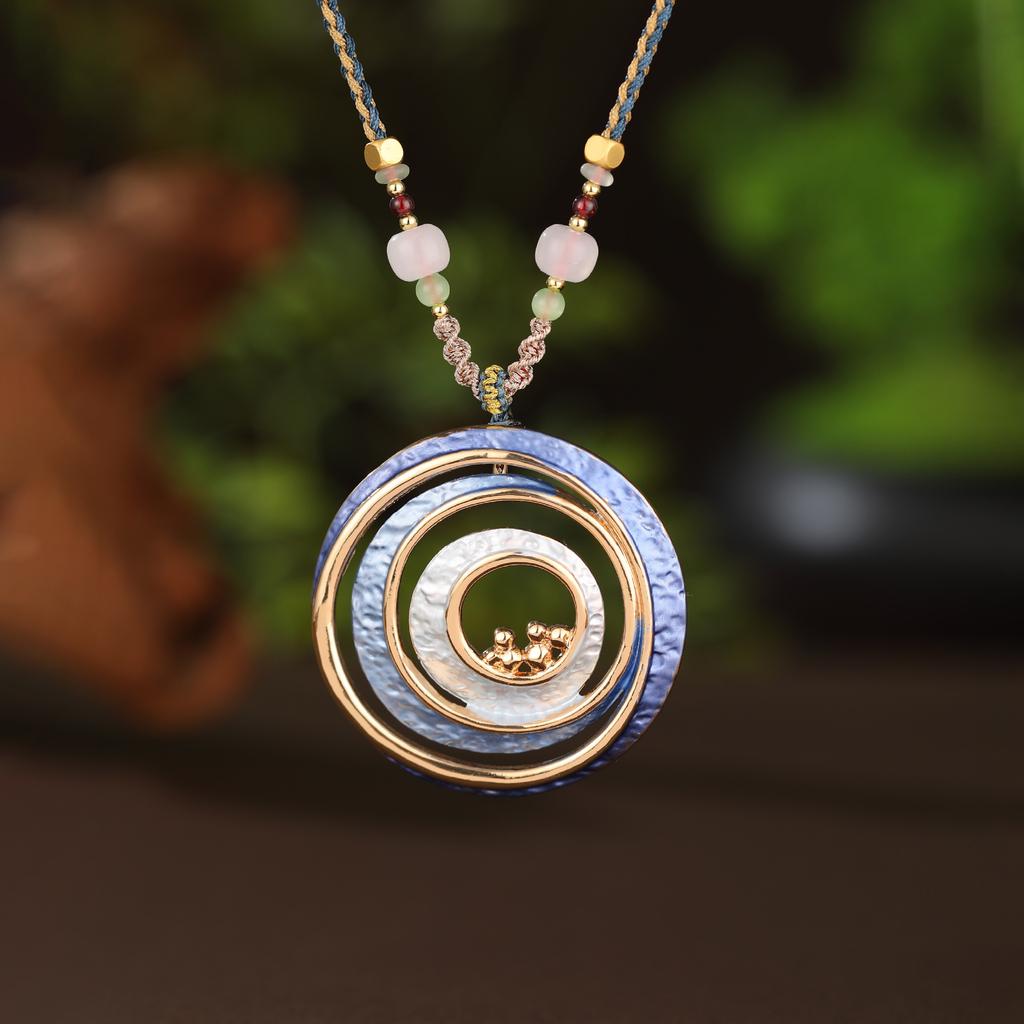 Эмалевый цвет полый геометрический цветок длинная подвеска, женская подвеска-ожерелье в форме сердца с высоким чувством универсальности