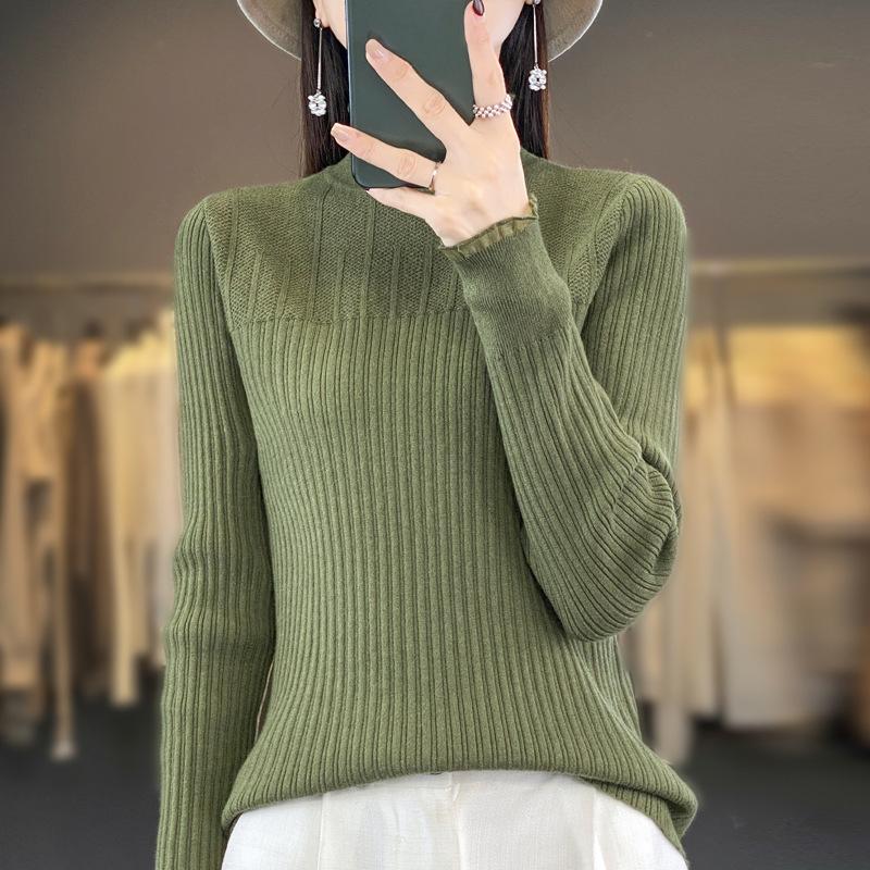 INDFS Женская мода Повседневный Осень Зима Однотонный Принт Длинный Рукав Полуводолазка Свитера