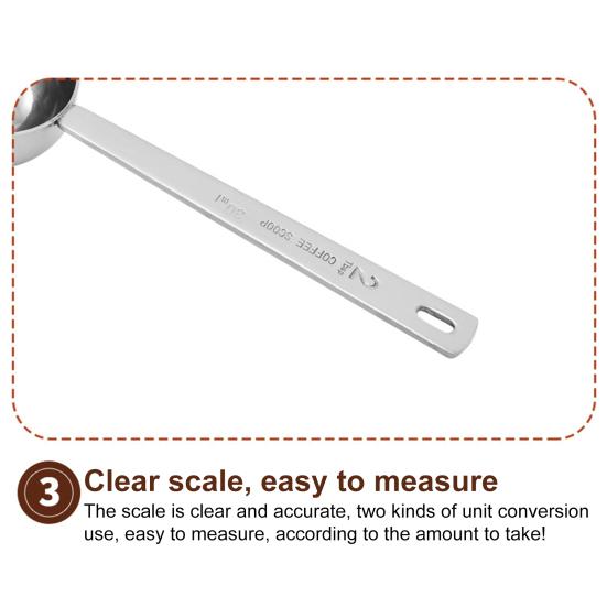 Stainless Steel Measuring Spoon Long Handle Coffee Scoop Spoon Tablespoon 5ml 10ml 15ml 20ml 30ml Cooking Measurement Tool for Ground Coffee