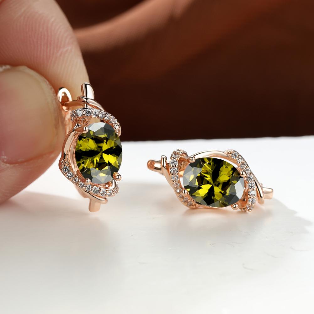 1 пара золотистого цвета Vine Geometry Round Oval Cut Pink Purple White Aqua Stone Party Серьги-кольца с камнем по рождению Висячие серьги Ювелирные изделия