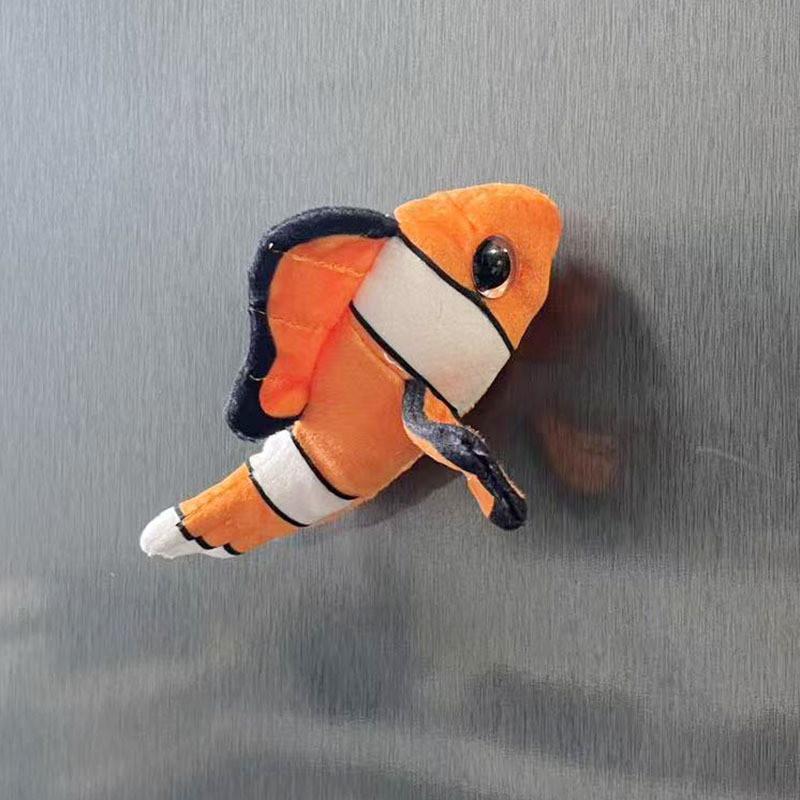 Plush Ocean Animal Refrigerator Magnet Set Including Bright Red Lobster And Cheerful Sea Star