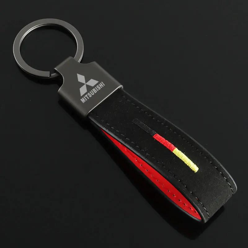 Suede Key Chains Car Logo Keyring Key Holder Pendant for Mitsubishi ASX EVO Lancer Montero Mirage Grandis Outlander Xpander