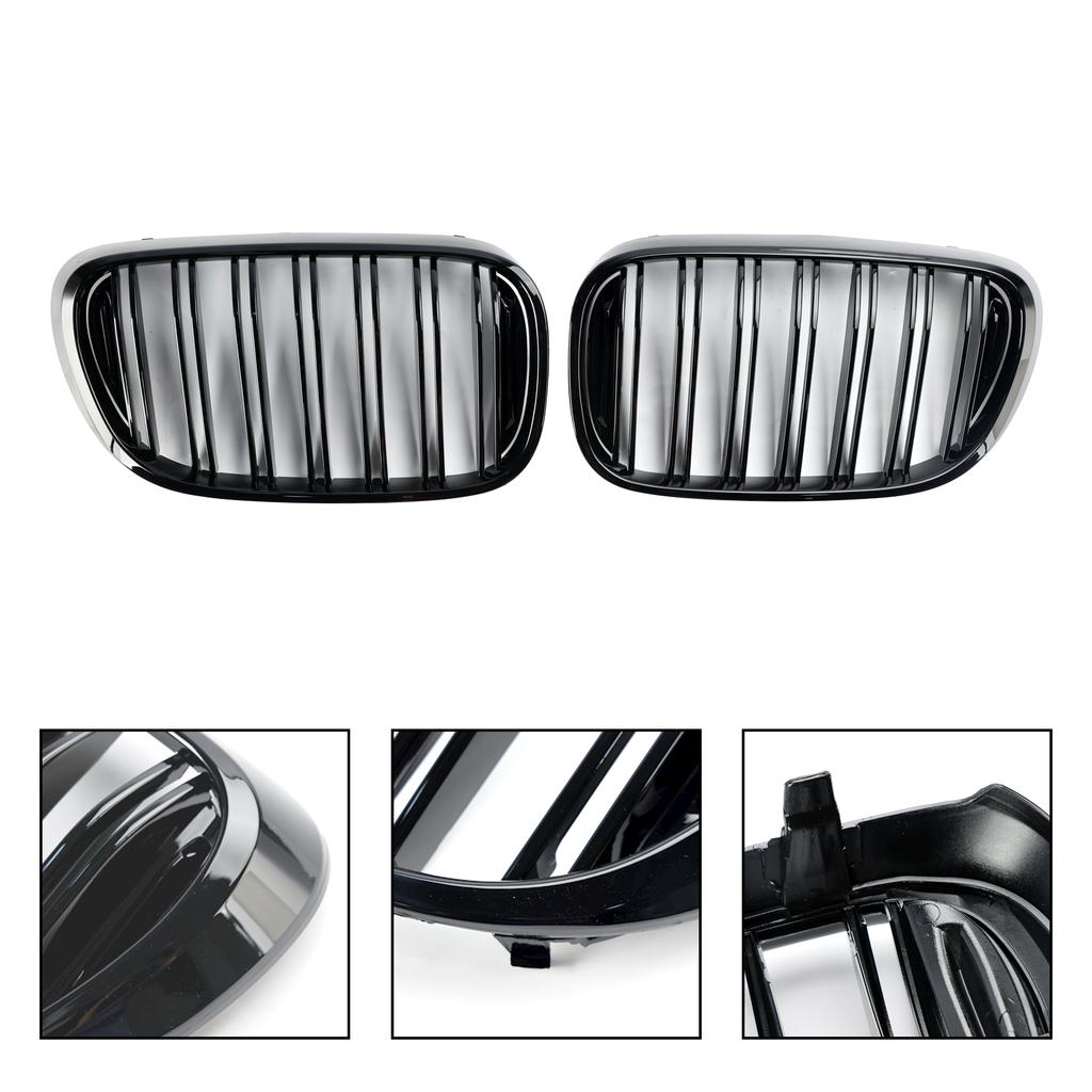 Black 2 Slat Front Kidney Grill Grille Fit BMW 7 Series G11 G12 2016-18 Pre-LCI