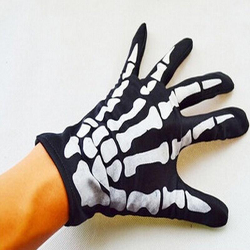 Halloween Skull Bone Skeleton Goth Racing Full Finger Gloves Fashion Sale