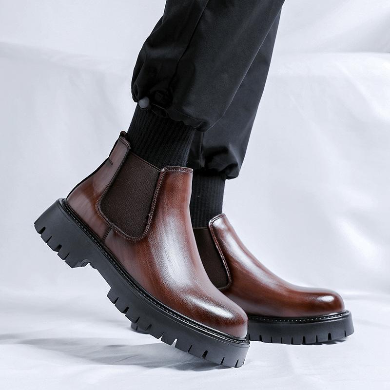 Внутренняя высота увеличивающие ботинки Brock Chelsea мужские высокие кожаные ботинки Gouging British Martin Boots 2113-R