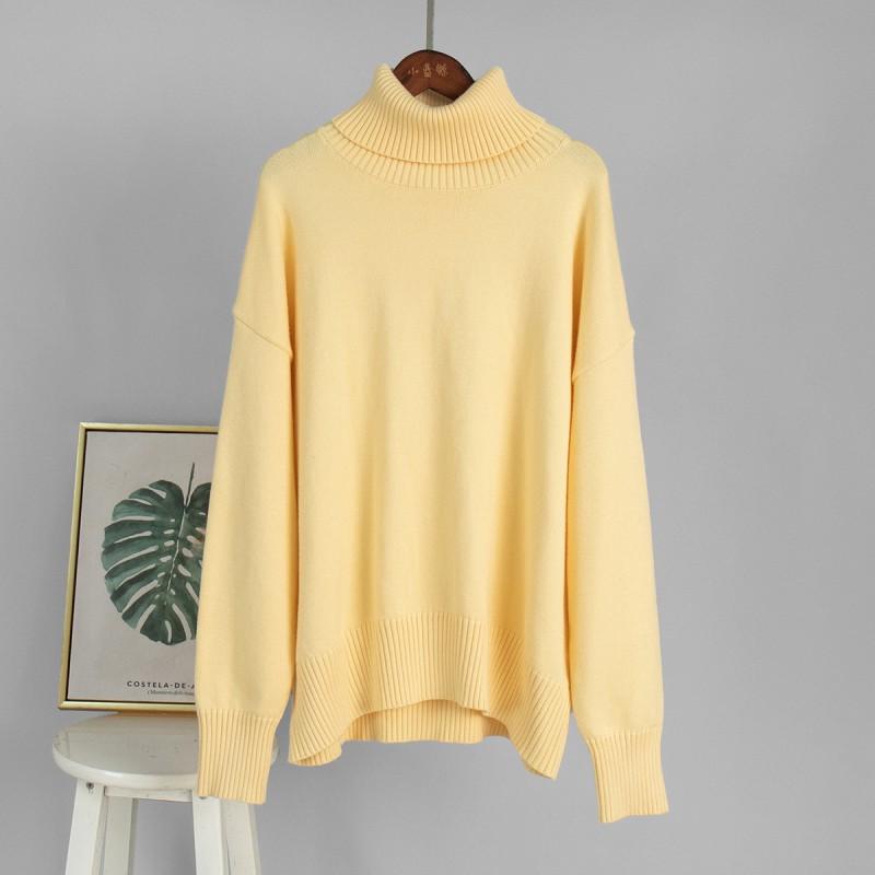 Womens High Neck Knit Sweater Loose Fit Winter Solid Color Pullover Warm Comfortable Casual Office Wear