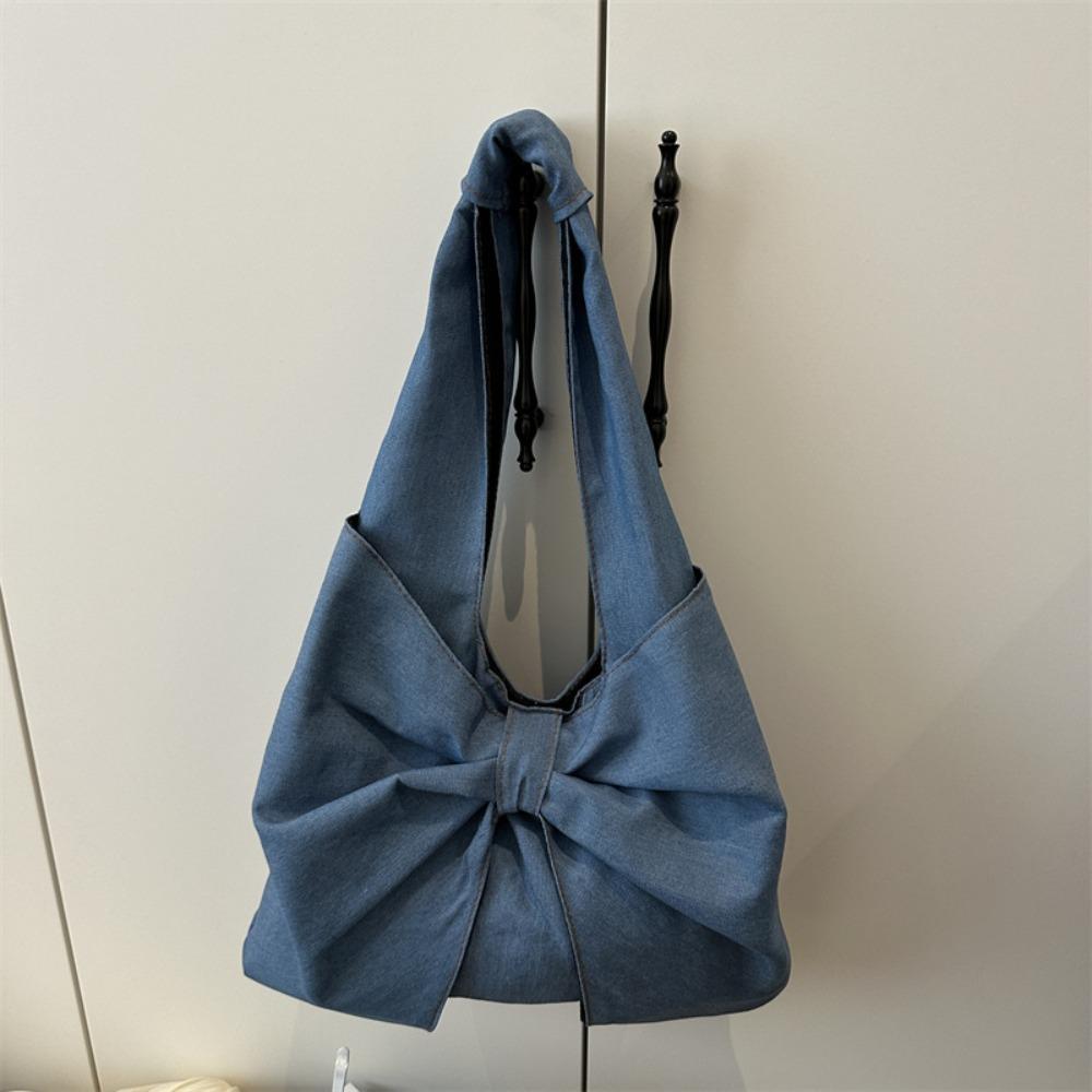Designer Bow Denim Bag Casual Women's Tote bag Ins Bow Shoulder Bag Ladies