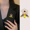 Bee Brooch Rhinestone Decor Bee Honeycomb Shape Colorful Hollow Out Anti-Rust Colorfast Collar