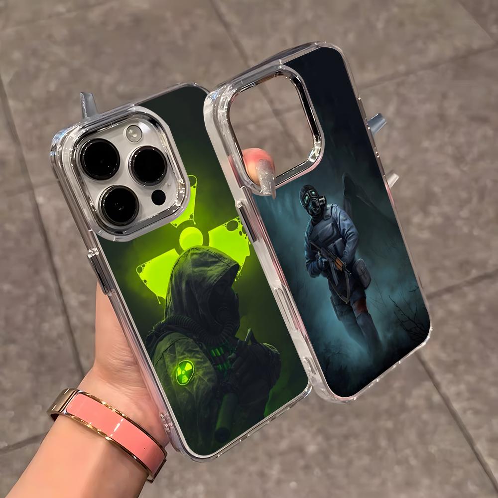 Игровой чехол S-Stalker для iPhone 17 Air 16 E 15 14 13 12 11 Plus Pro Max, гальванизированный прозрачный мягкий чехол