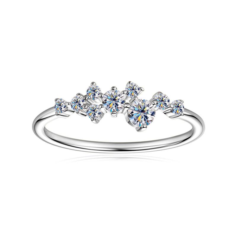 Серебряное Кольцо Silvere Glam A Niche Design с Муассанитом, Кольцо из Чистого Серебра для Женщин «Звездное Небо», Модный и Высококлассный Аксессуар