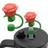 Flower Rose Straw Cover Caps Silicone Straw Tips Lid Dust-Proof Decor For Stanleys Topper 10mm K1B5