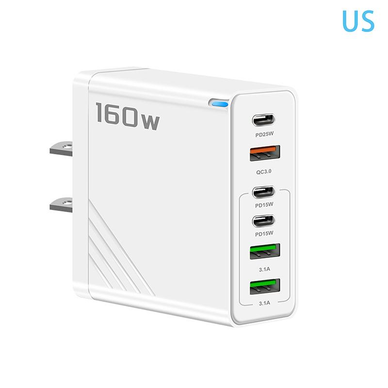 160 Вт 6-портовый адаптер для быстрой зарядки USB Type C Quick Charge PD QC3.0 для iPhone Xiaomi Samsung Huawei Зарядное устройство для телефона