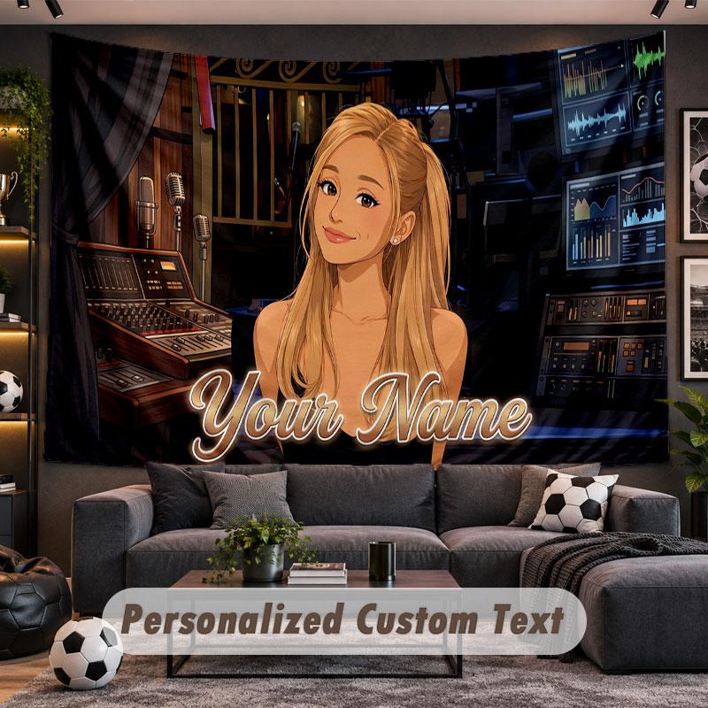 Wall Hanging Tapestry Custom NameAriana Grande Pattern Personalized Printed Fabric Wall Decor
