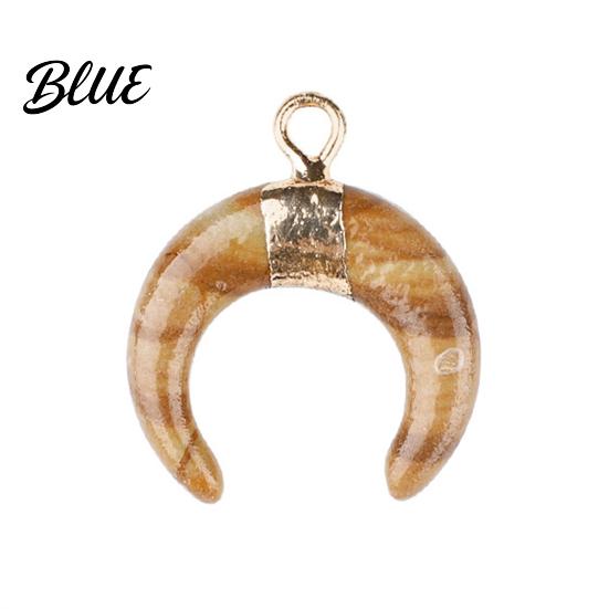 DIY Pendant Charm Gold-Plated Edging Crescent Horn Design Natural Imitation