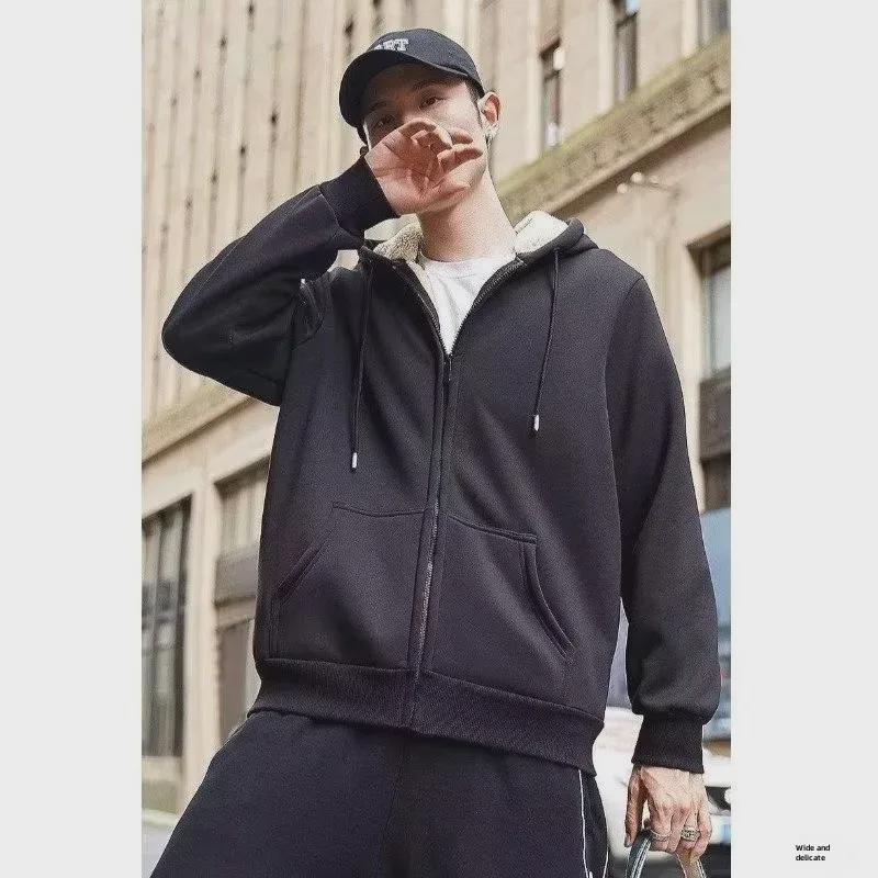 Women's Plush Lamb Fleece Hooded Jacket - Thick, Warm, Casual, Loose Fit Cardigan for Autumn and Winter.