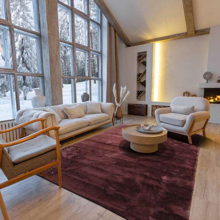 Tapis salon imitation fourrure extra-doux marron 120x160