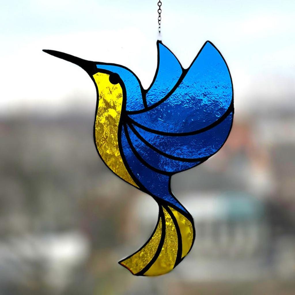 Stained Hummingbird Sun Catchers Colorful Hummingbird Decor Hanging WindowHome Decor