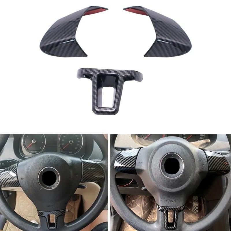 Car Styling ABS Carbon Fiber Texture Steering Wheel Cover Trim For VW Golf 6 MK6 Passat B7 Sharan Polo Jetta Tiguan Caddy Touran
