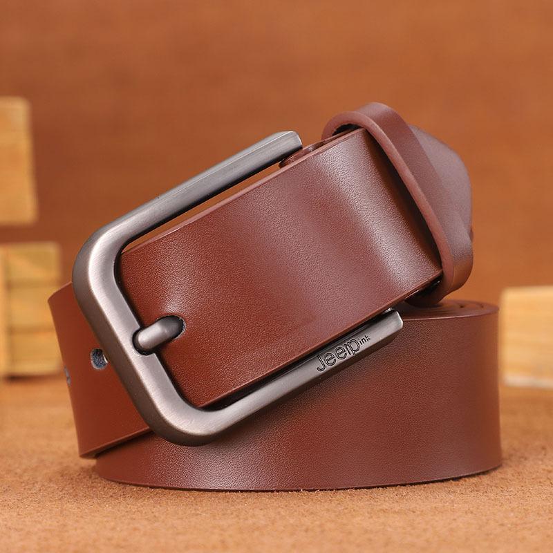 Jeerpink Men'S Leather Pin Buckle, Two-Layer Cowhide Casual Antique Young And Middle-Aged Belt Multi-Colored Belt