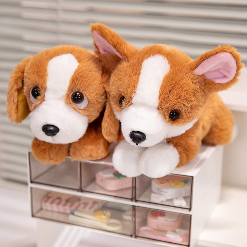 Милая имитация куклы корги хаски, плюшевая игрушка, кукла щенка собаки, кукла бульдога, детская тряпичная кукла