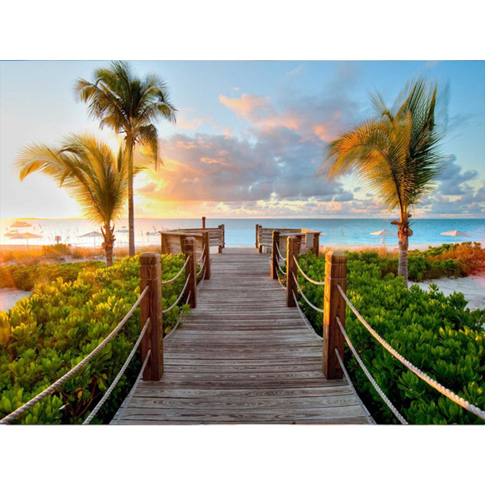 5D наборы для алмазной живописи приморская Алмазная вышивка пейзаж мозаика картина кокосовая пальма искусство украшение дома